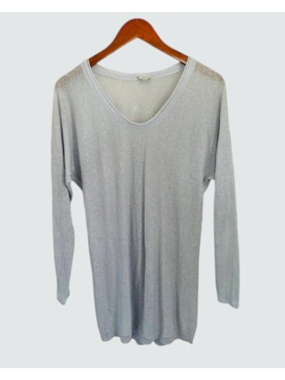 Babaton 100% Linen Sheer Lightweight Knit V-Neck Long Sleeve Oversized Tunic Top